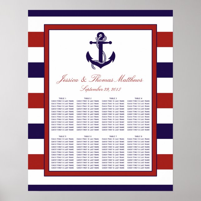 Poster La collection de Mariages d'Ancres nautiques Red & (Devant)