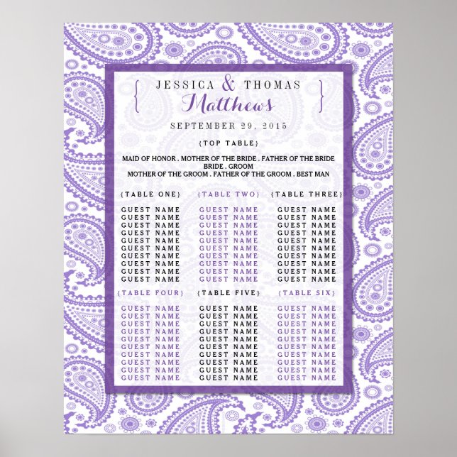 Poster La collection Mariage moderne Paisley - Purple (Devant)