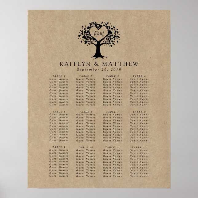 Poster La collection Rustique de Mariage Heart Tree Siège (Devant)