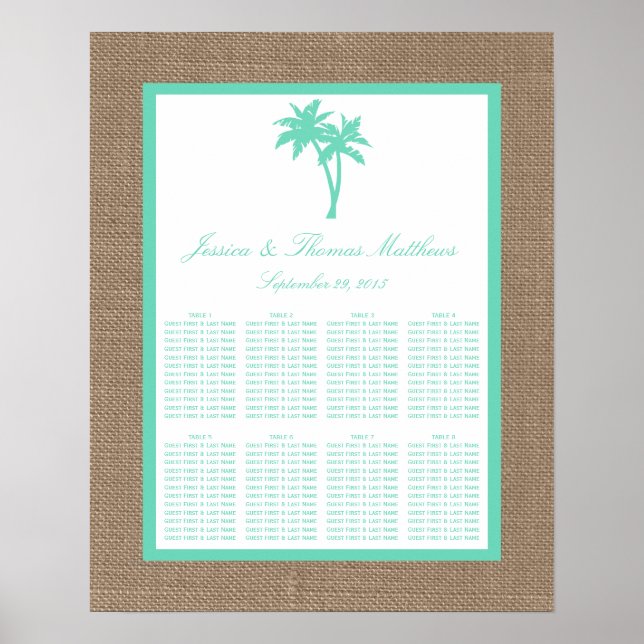 Poster La collection Tropical Palm Tree Beach Wedding (Devant)