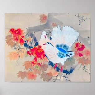 Poster La colombe dans les feuilles d'automne, Watanabe S