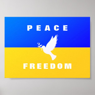 Poster La colombe de la paix - Drapeau de l'Ukraine - Pai
