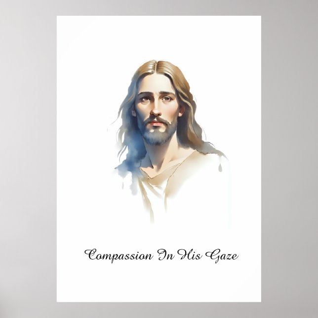 Poster La compassion dans son regard - Jésus Peinture de  (Devant)
