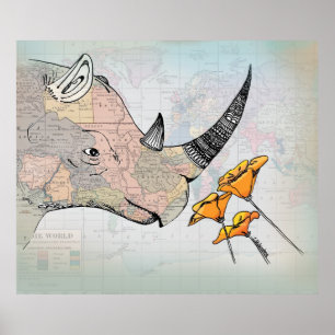 Poster La Corne de l'Afrique - Carte Vintage Collage