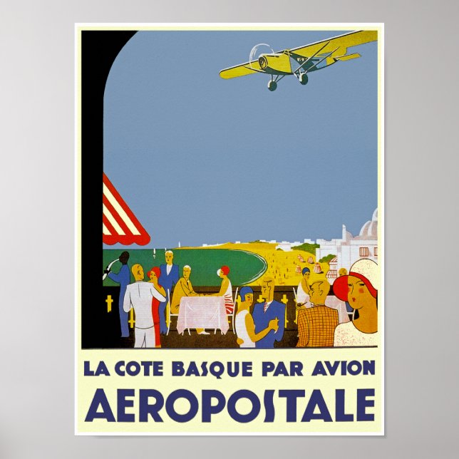 Poster La Côte Basque Par Avion (Devant)