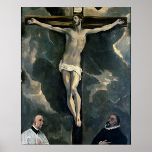 Poster La crucifixion avec deux donateurs, c.1580 (huile