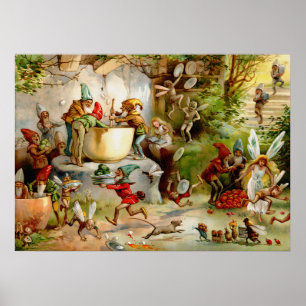 Poster La cuisine des Gnomes - 1895 Illustration de E. St