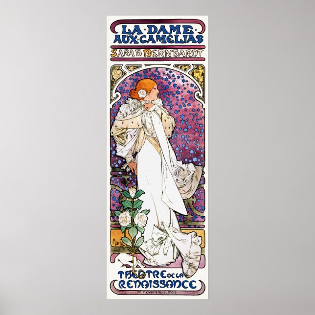 Poster La Dame aux Camélias par Mucha (Devant)