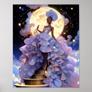 Poster La Dame Cosmique Art Imaginaire Africain Américain