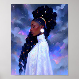 Poster La Dame Cosmique Art Imaginaire Africain Américain