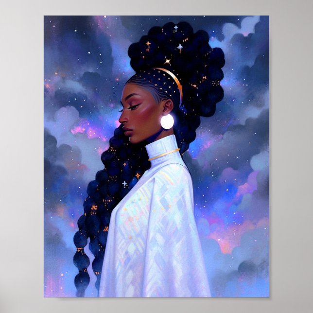 Poster La Dame Cosmique Art Imaginaire Africain Américain (Devant)