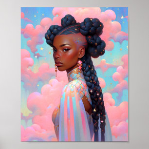 Poster La Dame Cosmique Art Imaginaire Africain Américain