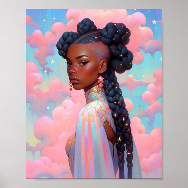 Poster La Dame Cosmique Art Imaginaire Africain Américain (Devant)