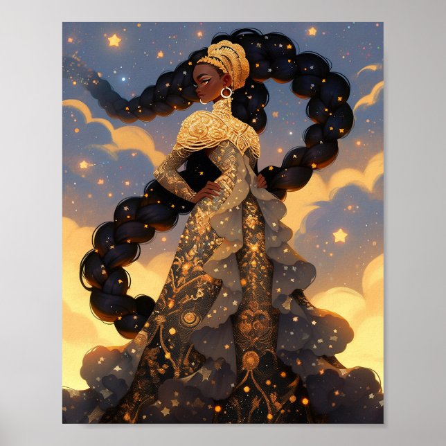 Poster La Dame Cosmique Art Imaginaire Africain Américain (Devant)