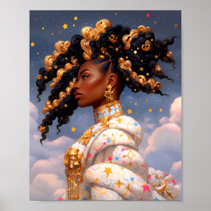 Poster La Dame Cosmique Art Imaginaire Africain Américain