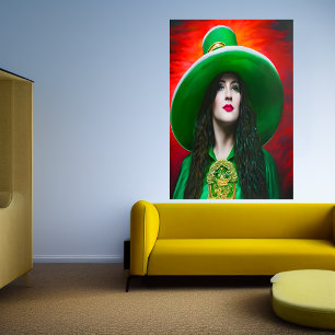 Poster La dame de la Saint Patrick grand casquette vert  