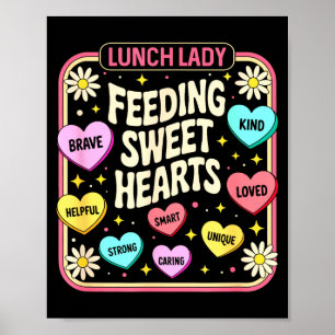 Poster La dame du déjeuner valentines rétro mignonne café