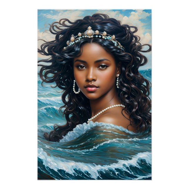 Poster La déesse africaine de l'eau Yemaya peinture (Devant)