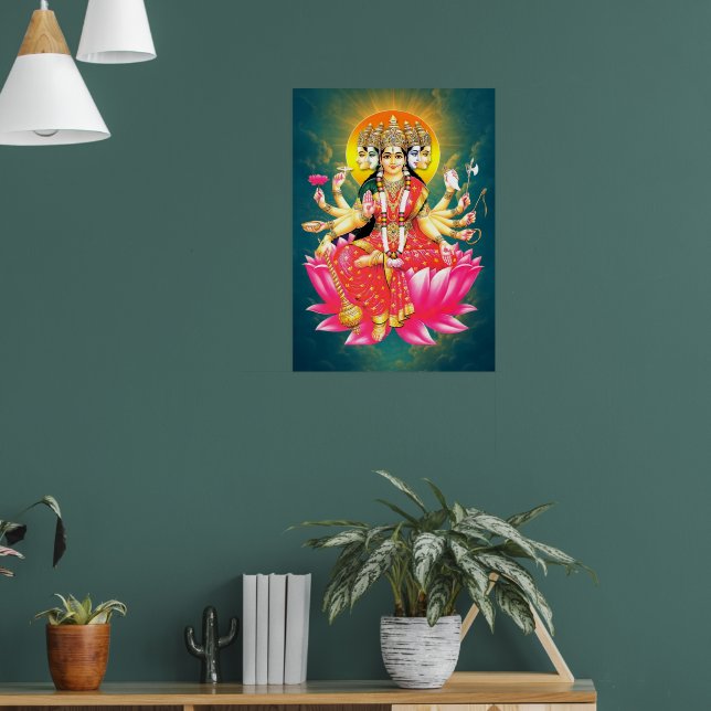 Poster La déesse Gayatri Devi sur Lotus Hindu Deity (Salon 1)