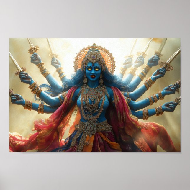 Poster La déesse hindoue Kali Portrait Peinture Shakti Ar (Devant)