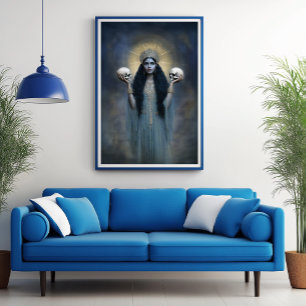 Poster La déesse Kali Bleu Art Nouveau Moderne Peinture
