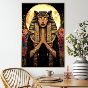 Poster La déesse Sekhmet : Imaginaire foncé fleuri égypti