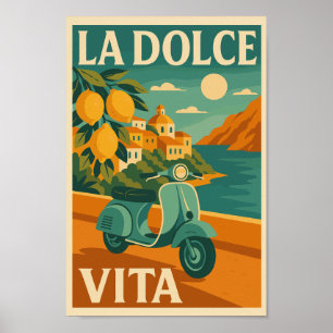 Poster La Dolce Vita - Retro L'affiche de voyage de la cô