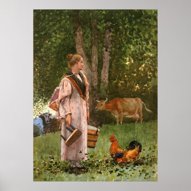 Poster La domestique laitière, par Winslow Homer (Devant)
