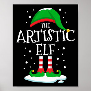Poster La famille de Noël des elfes artistiques qui corre