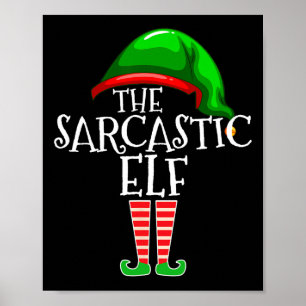 Poster La famille d'elfes sarcastiques assortie pour Noël