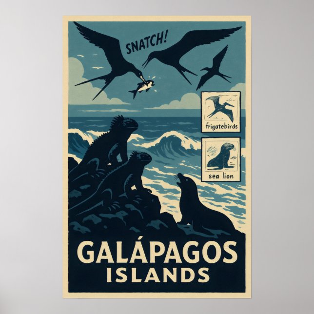 Poster La faune des îles Galápagos (Devant)