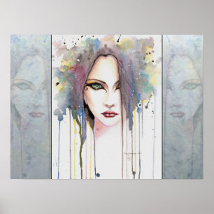 Poster La femme de fantaisie psychique portrait Art aquar