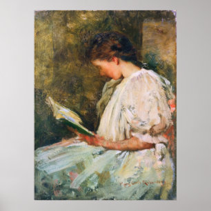 Poster La femme lisant un livre, intitulent l'inconnu