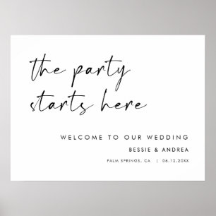 Poster La Fête Commence Ici Style Moderne Accueil Mariage