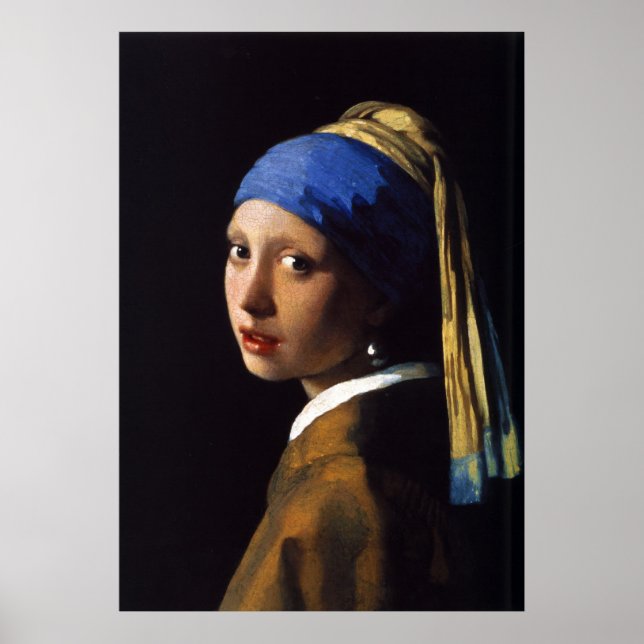 Poster La Fille Avec La Perle Élevant Johannes Vermeer (Devant)