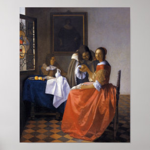 Poster La fille avec le verre à vin