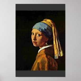 Poster La fille avec une boucle d'oreille de perle., par