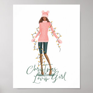 Poster La Fille de Noël des amoureux d'Aquarelle envelopp