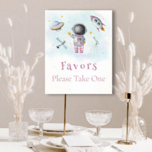 Poster La fille spatiale Astronaut roquettes roses étoile