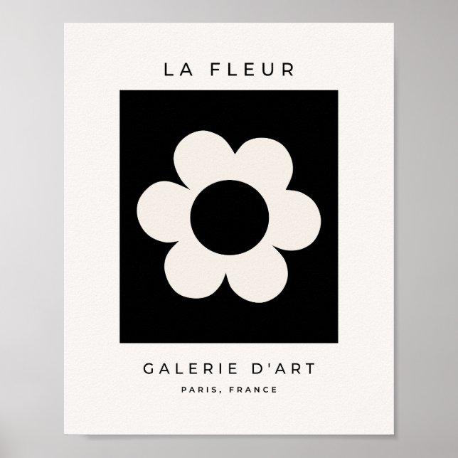 Poster La Fleur 06 Florale Rétro Fleur Noir Et Blanc (Devant)