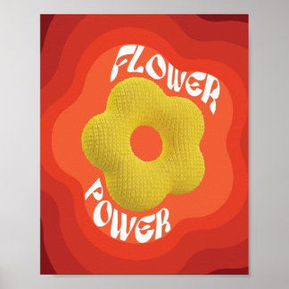 Poster La fleur jaune est conçue avec un tricot unique
