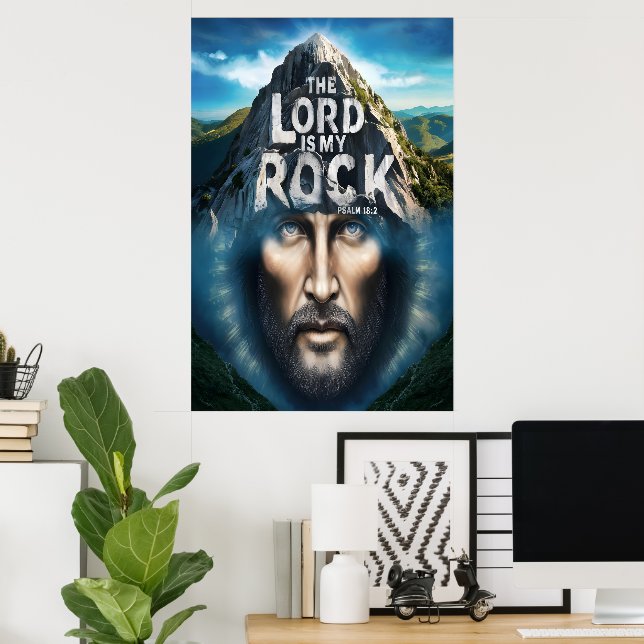 Poster La Foi Divine : Le Seigneur Est Mon Rocher (Bureau à domicile)