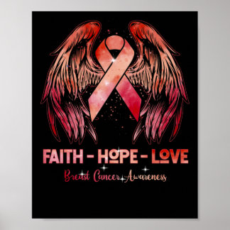 Poster La foi espère aimer cancer du sein ailes roses ret