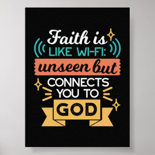 Poster La foi est comme le WiFi Citation chrétienne drôle