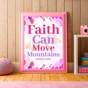 Poster La foi peut déplacer des montagnes Boho Christian 