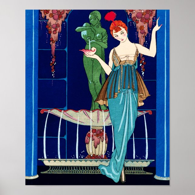 Poster La Fontaine de coquillages, George Barbier (Devant)