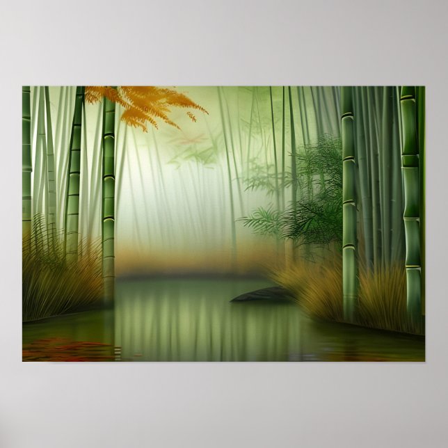 Poster La forêt de Bamboo | Peinture chinoise traditionne (Devant)