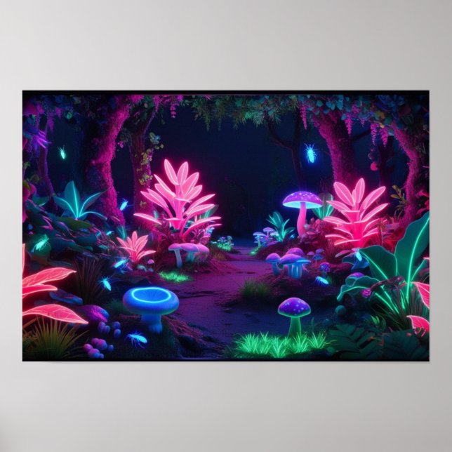 Poster La forêt de Lumina : Lueurs néon chuchotantes (Devant)