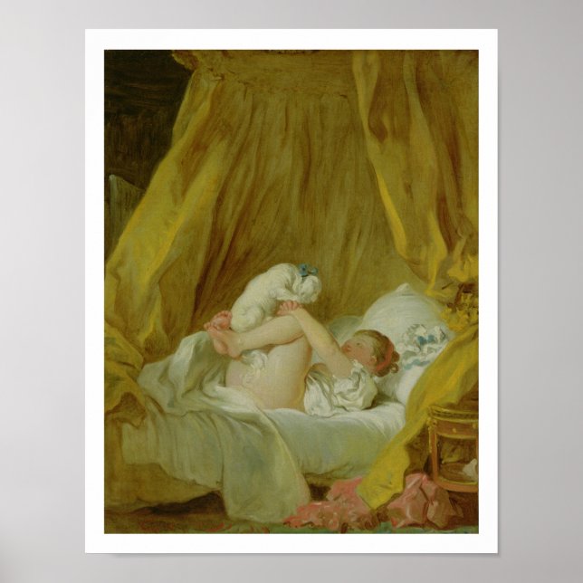 Poster 'La Gimblette', Girl with a Dog, c.1770 (huile sur (Devant)