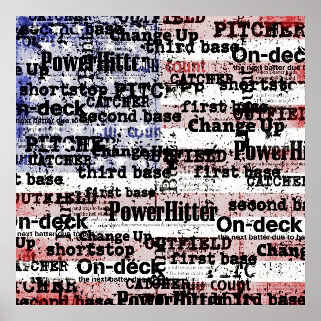 Poster La gloire du baseball | Mots du drapeau américain  (Devant)